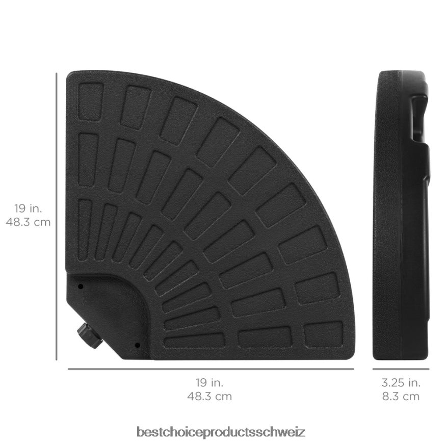 Best Choice Products 4-teiliger, freitragender, versetzter Sonnenschirmständer mit Tragegriffen Schwarz 2JD022911