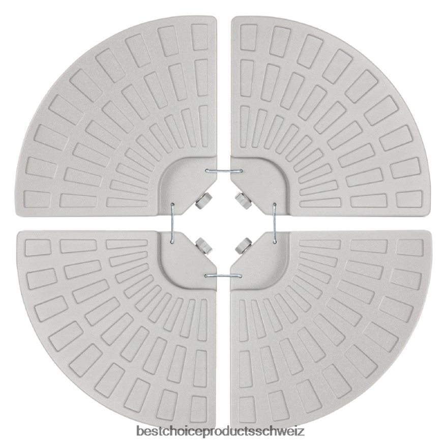 Best Choice Products 4-teiliger, freitragender, versetzter Sonnenschirmständer mit Tragegriffen Schwarz 2JD022911