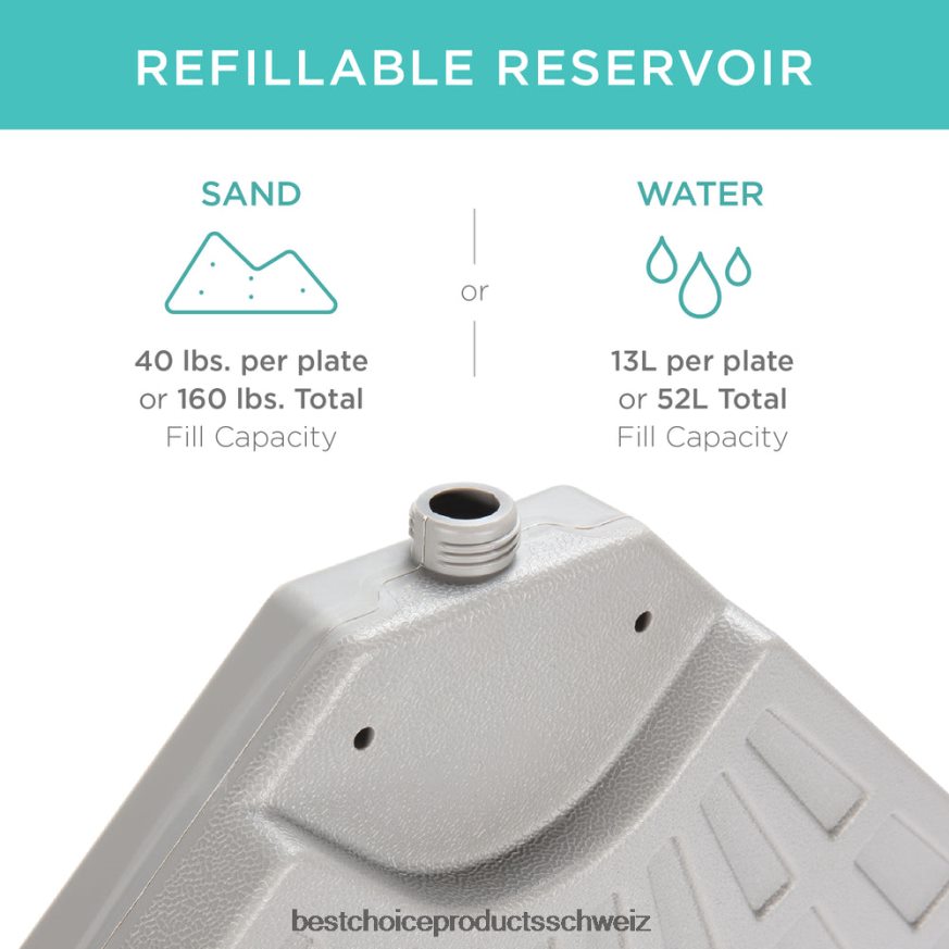 Best Choice Products 4-teiliger, freitragender, versetzter Sonnenschirmständer mit Tragegriffen Schwarz 2JD022911