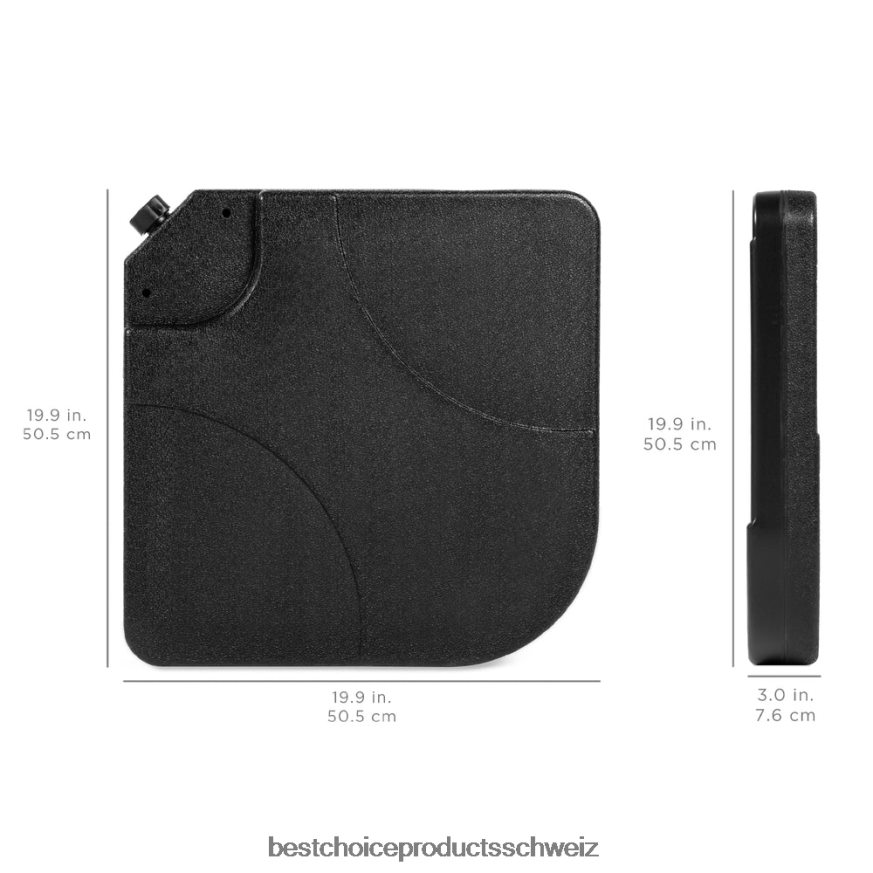 Best Choice Products 4-teiliges, freitragendes, versetztes Terrassenschirmständer-Set mit quadratischer Grundplatte Schwarz 2JD0221390