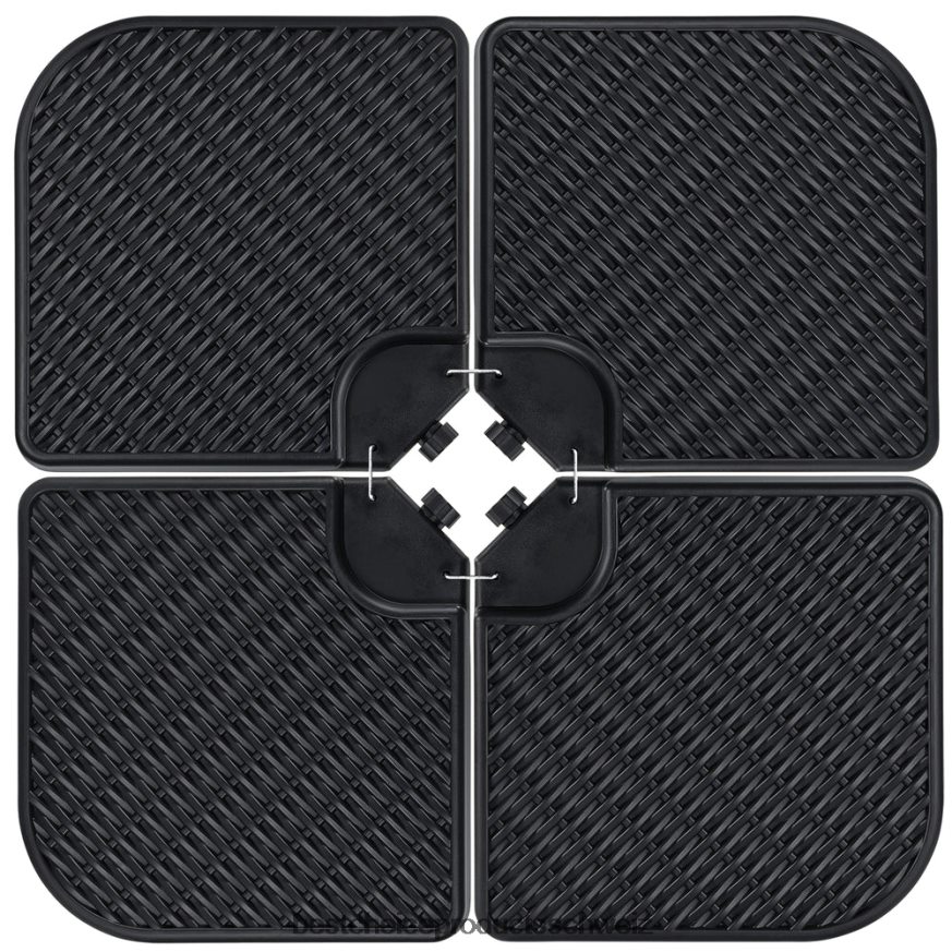 Best Choice Products 4-teiliges, freitragendes, versetztes Terrassenschirmständer-Set mit quadratischer Grundplatte schwarzes Kunstgeflecht 2JD022915