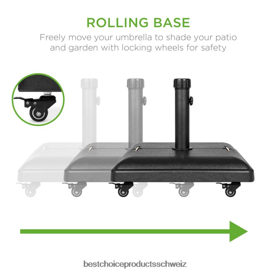 Best Choice Products 81 Pfund. Robuster Schirmständer aus Beton mit Rädern Schwarz 2JD022420