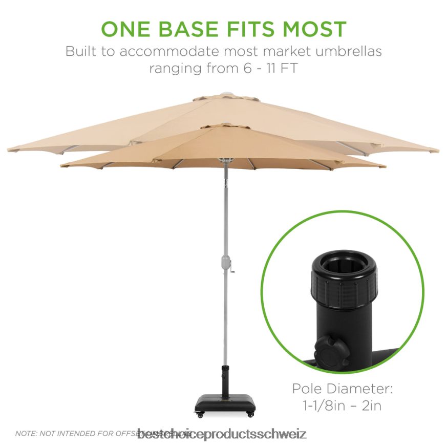 Best Choice Products 81 Pfund. Robuster Schirmständer aus Beton mit Rädern Schwarz 2JD022420