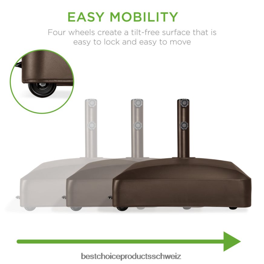Best Choice Products Befüllbarer mobiler Schirmständer mit 4 Rädern, 2 Schlössern, 123 Pfund Tragkraft Bronze 2JD022419