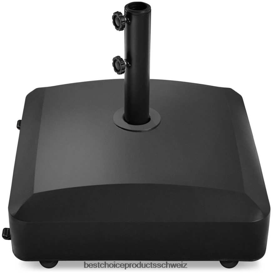 Best Choice Products Befüllbarer mobiler Schirmständer mit 4 Rädern, 2 Schlössern, 123 Pfund Tragkraft Schwarz 2JD022418