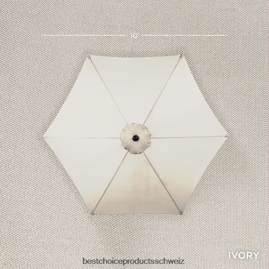 Best Choice Products Markt-Terrassenschirmdekoration für den Außenbereich aus Stahl mit Neigungs- und Kurbellift Elfenbein 2JD0221380