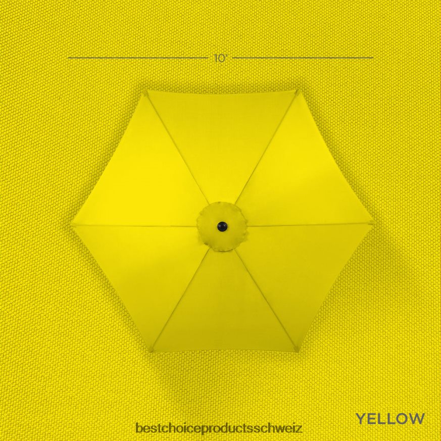Best Choice Products Markt-Terrassenschirmdekoration für den Außenbereich aus Stahl mit Neigungs- und Kurbellift Gelb 2JD0221372
