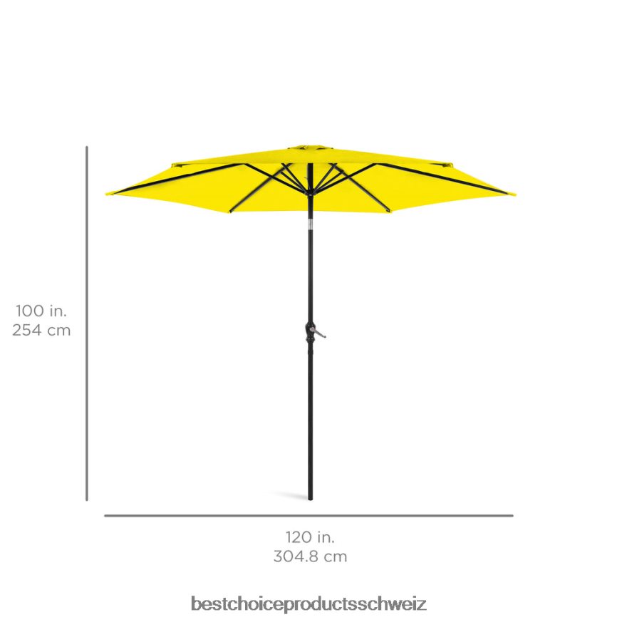 Best Choice Products Markt-Terrassenschirmdekoration für den Außenbereich aus Stahl mit Neigungs- und Kurbellift Gelb 2JD0221372