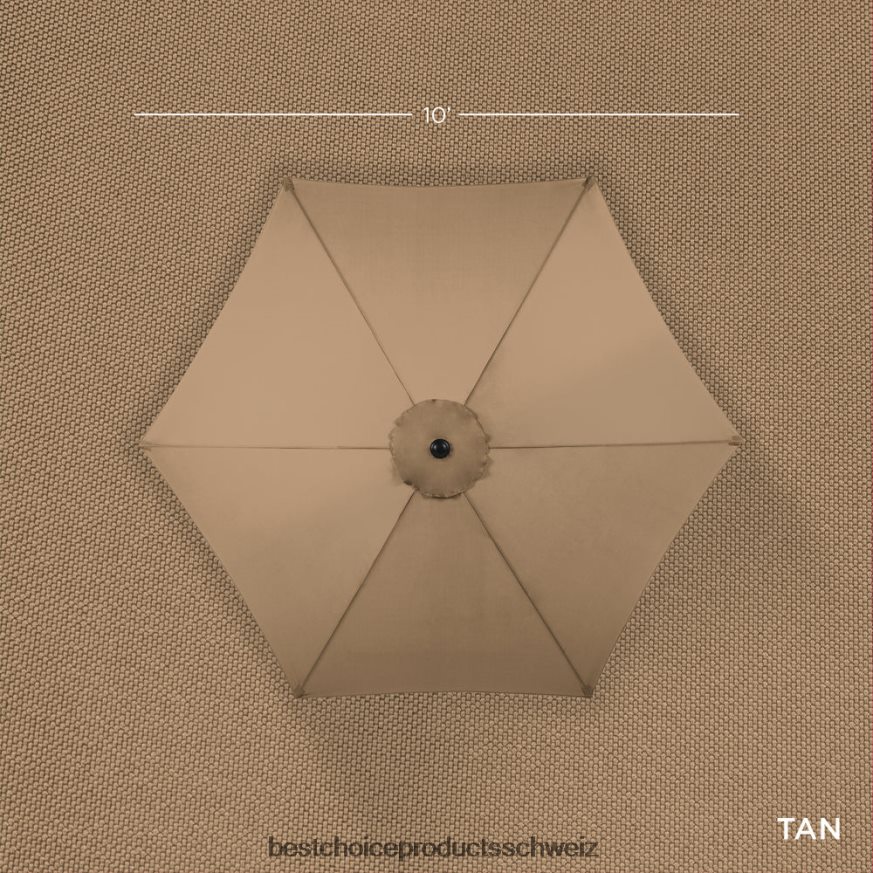 Best Choice Products Markt-Terrassenschirmdekoration für den Außenbereich aus Stahl mit Neigungs- und Kurbellift bräunen 2JD0221366