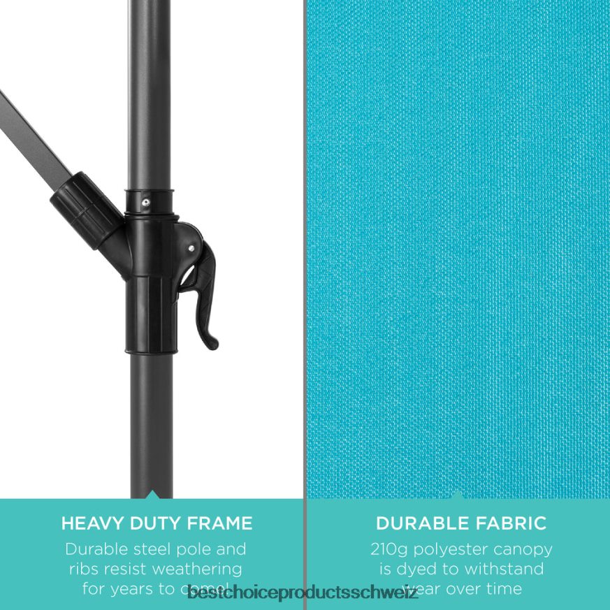 Best Choice Products Solar-LED-Terrassenschirm zum Aufhängen, mit Kurbelneigungsverstellung Himmelblau 2JD022849