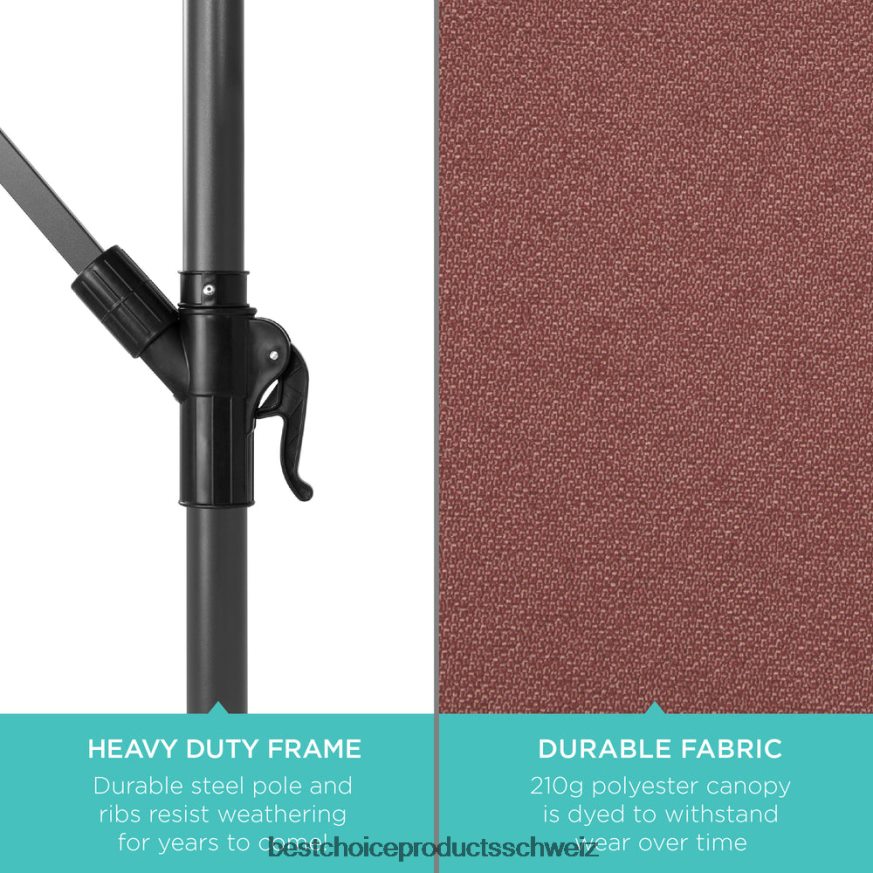 Best Choice Products Solar-LED-Terrassenschirm zum Aufhängen, mit Kurbelneigungsverstellung tiefes Taupe 2JD022842