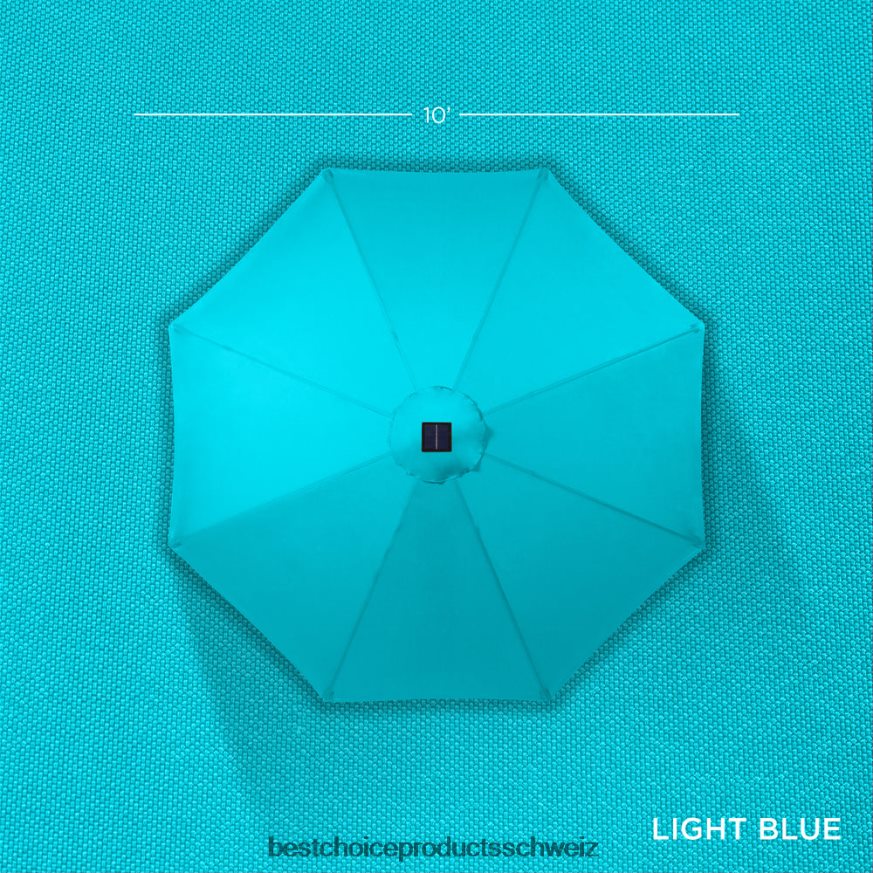 Best Choice Products Solar-LED-beleuchteter Terrassenschirm mit Neigungsverstellung, UV-beständig Himmelblau 2JD0221340