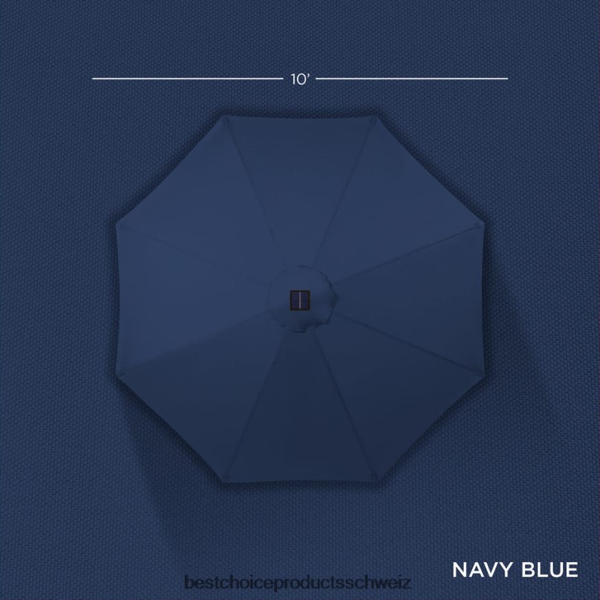 Best Choice Products Solar-LED-beleuchteter Terrassenschirm mit Neigungsverstellung, UV-beständig Navy blau 2JD0221336
