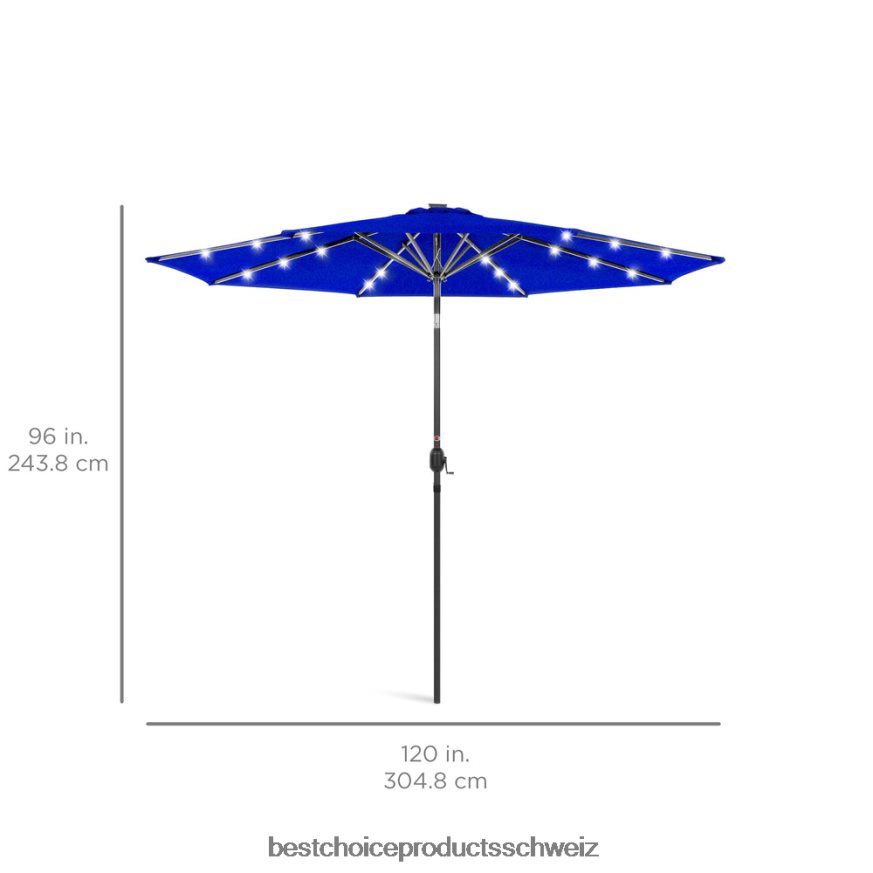 Best Choice Products Solar-LED-beleuchteter Terrassenschirm mit Neigungsverstellung, UV-beständig Resort blau 2JD0221345