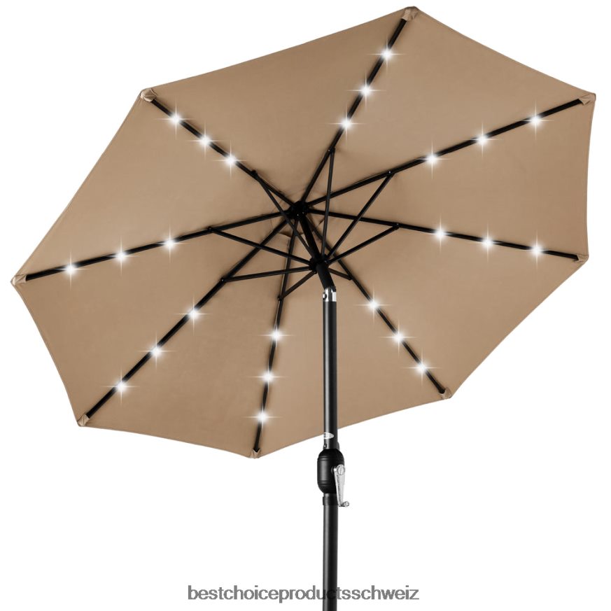 Best Choice Products Solar-LED-beleuchteter Terrassenschirm mit Neigungsverstellung, UV-beständig bräunen 2JD0221334