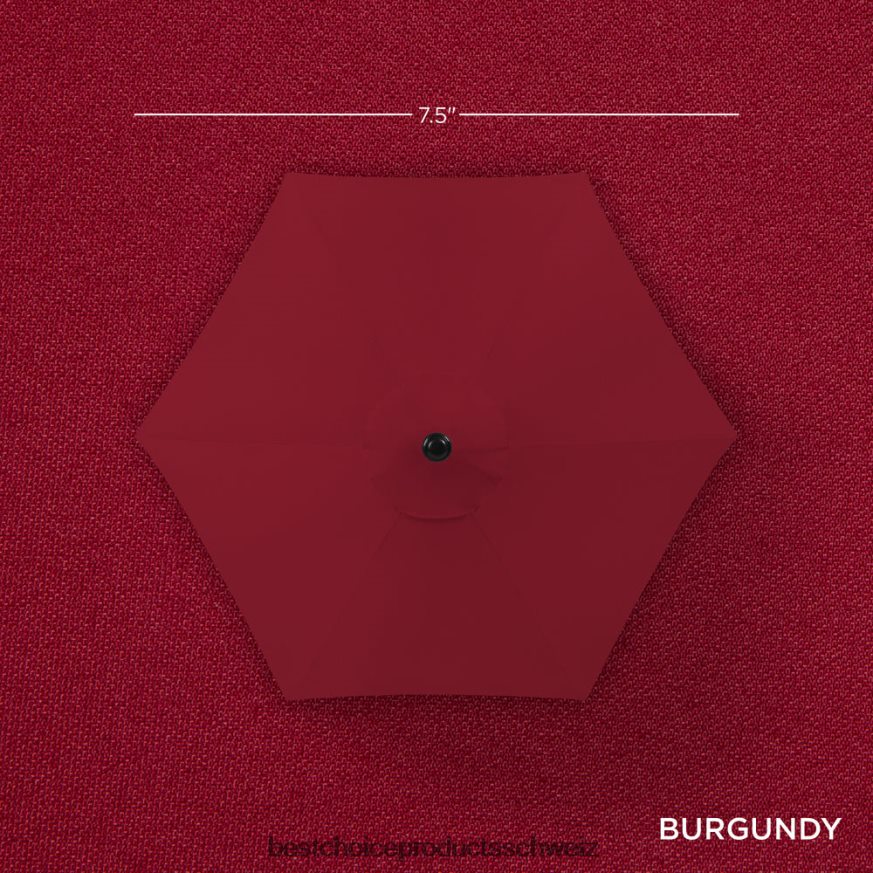 Best Choice Products Solar-Terrassenschirm für den Außenbereich mit Druckknopf-Kippfunktion und Kurbellift Burgund 2JD022862