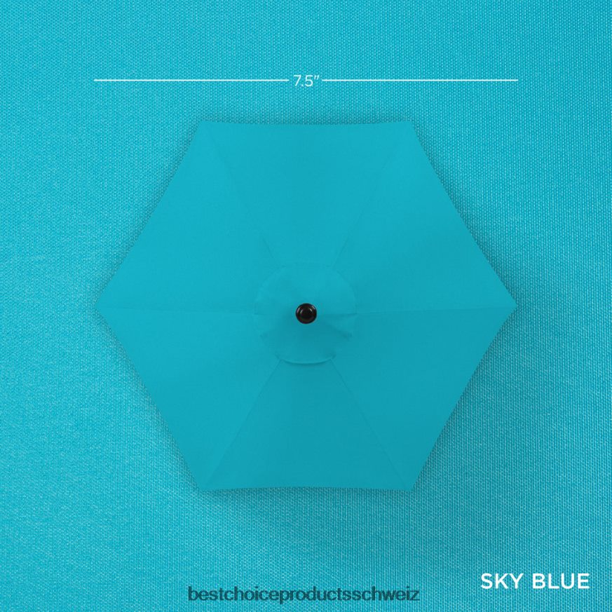 Best Choice Products Solar-Terrassenschirm für den Außenbereich mit Druckknopf-Kippfunktion und Kurbellift Himmelblau 2JD022858