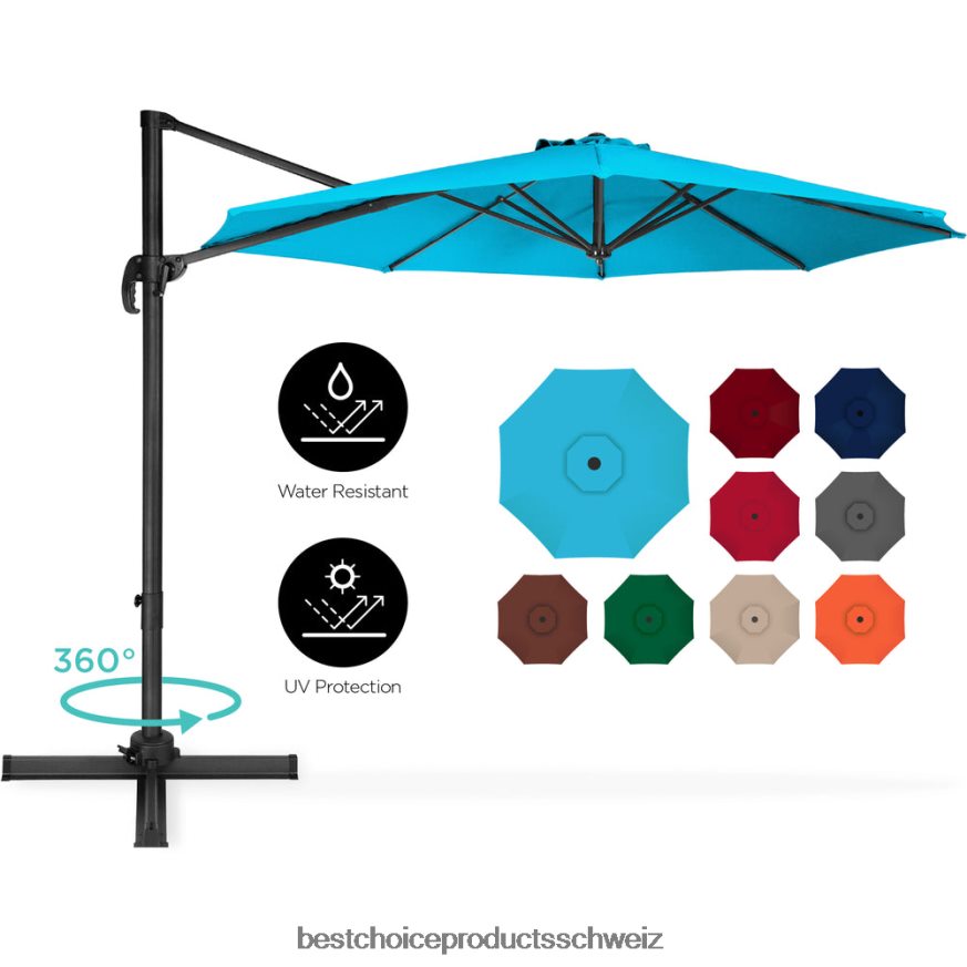 Best Choice Products Um 360 Grad drehbarer, freitragender, versetzter Terrassenschirm mit Neigung braun 2JD022434