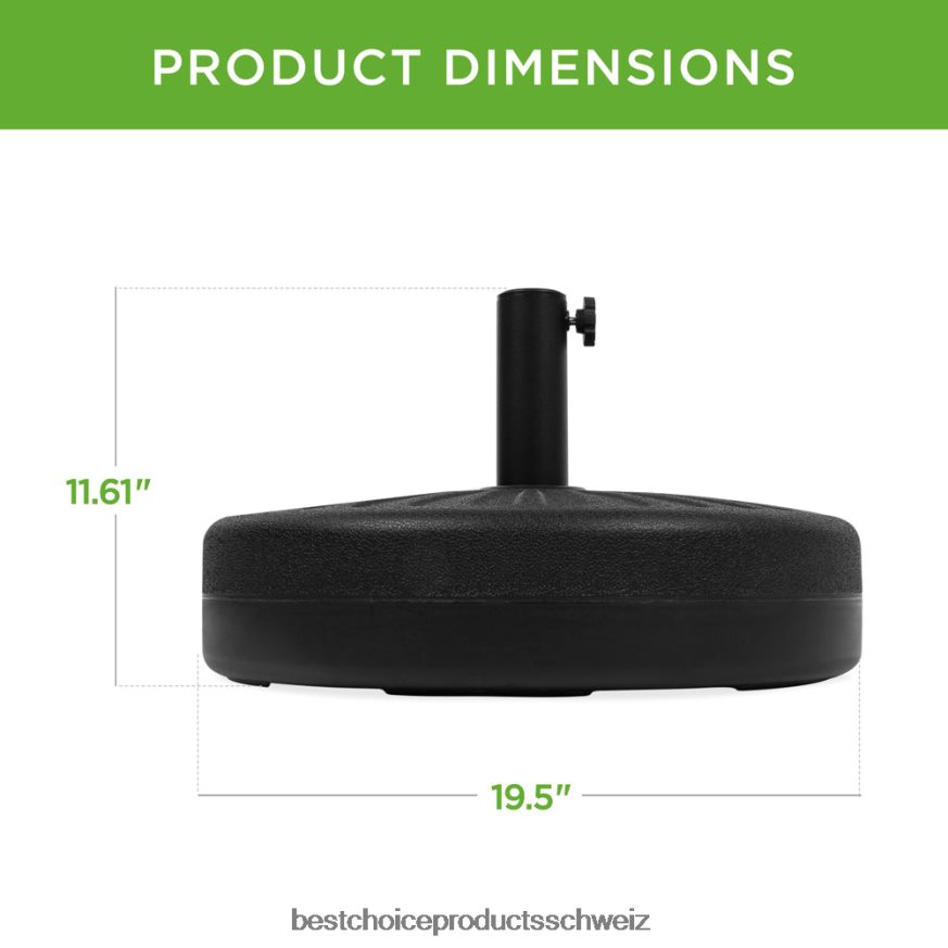 Best Choice Products Zubehör für Sonnenschirmständer aus Kunststoff mit verstellbarem Knopf Schwarz 2JD022424