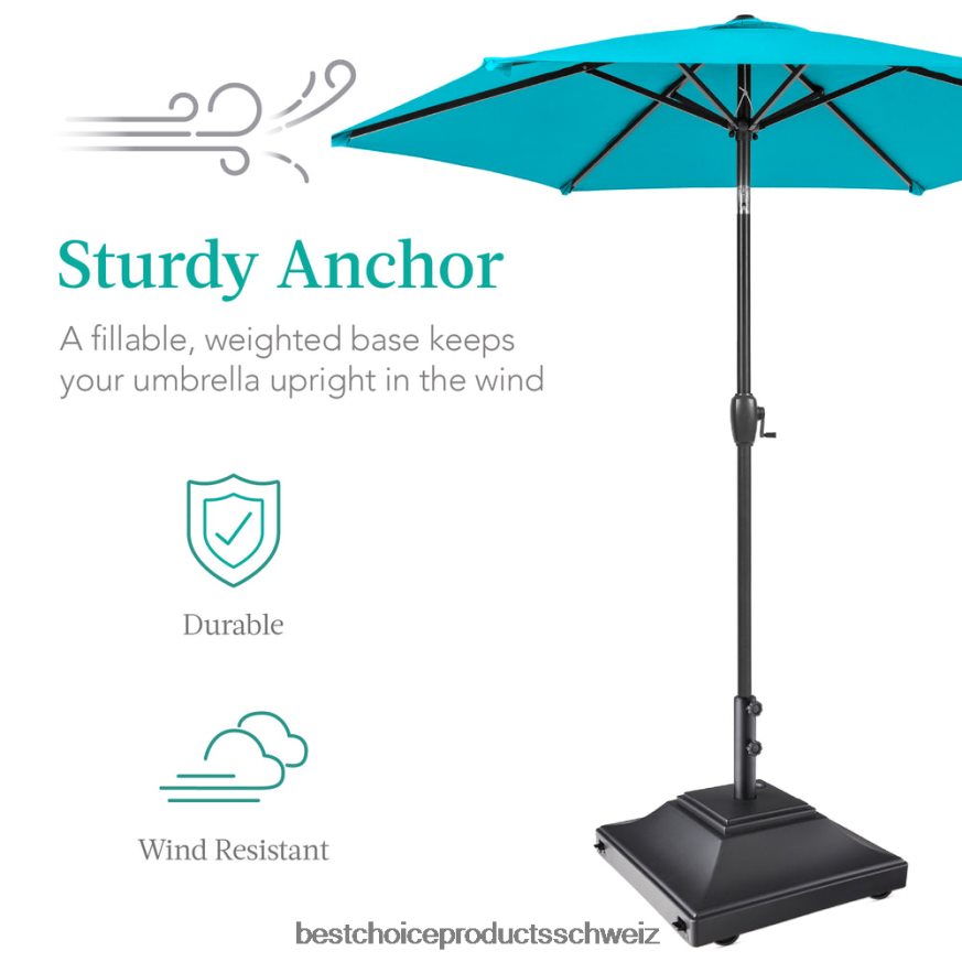 Best Choice Products mobiler Schirmständer, befüllbarer Ständer mit 4 Rädern, 2 Schlössern, 120 Pfund Tragkraft Schwarz 2JD0221442