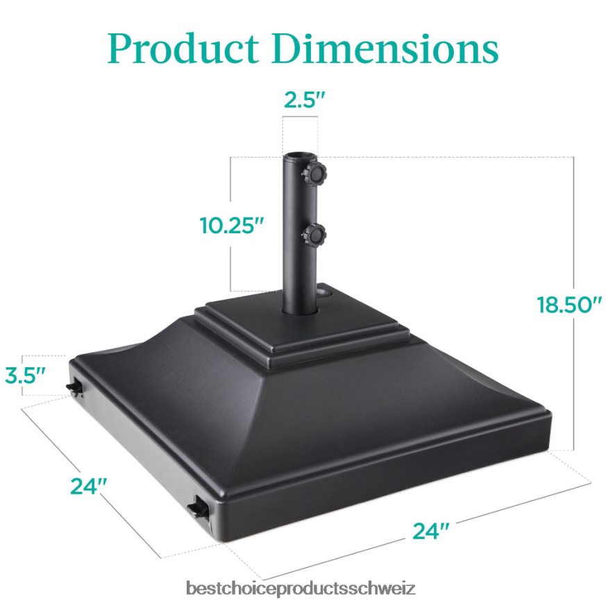 Best Choice Products mobiler Schirmständer, befüllbarer Ständer mit 4 Rädern, 2 Schlössern, 120 Pfund Tragkraft Schwarz 2JD0221442