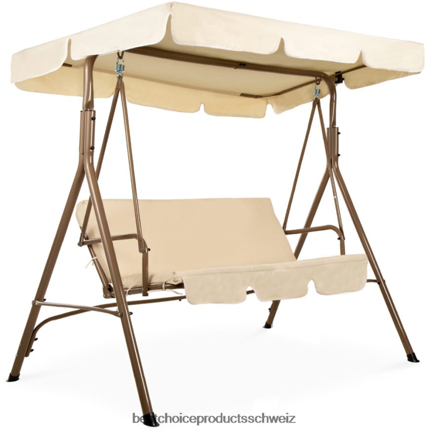 Best Choice Products 2-Personen-Außenschaukel-Gleitermöbel mit Kissen, Stahlrahmen Beige 2JD022394
