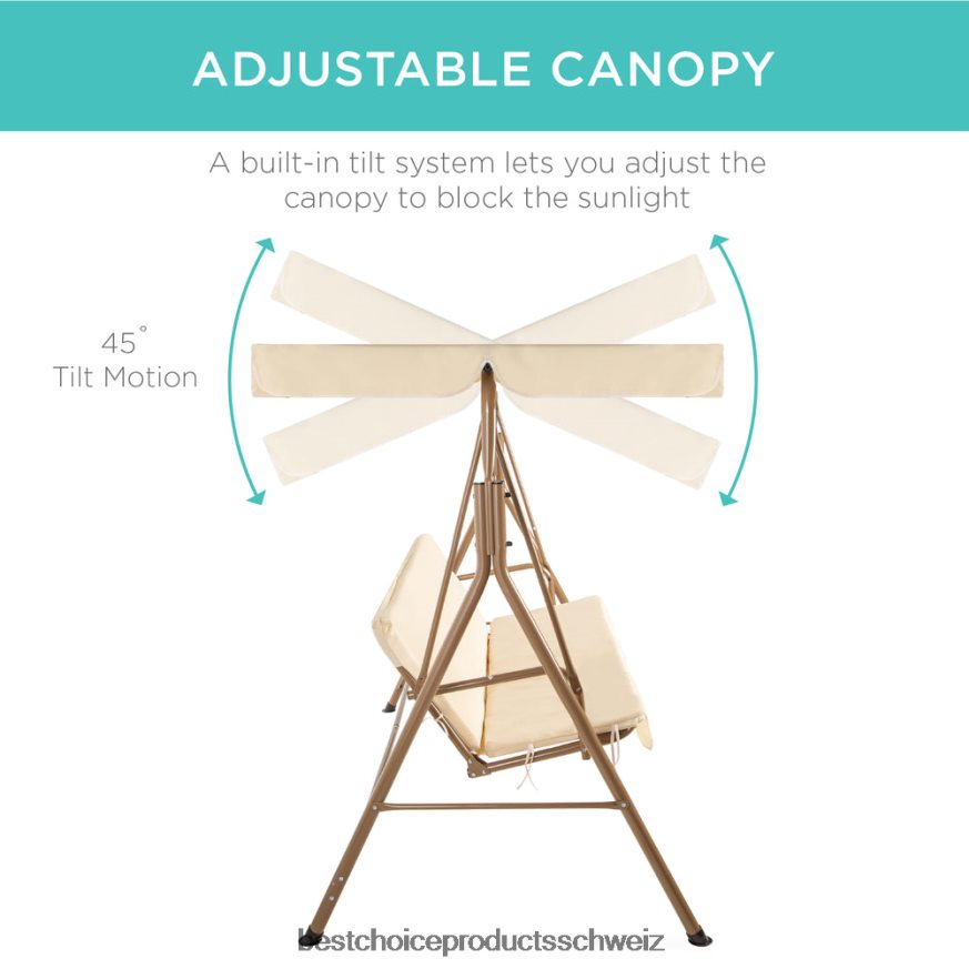 Best Choice Products 2-Personen-Außenschaukel-Gleitermöbel mit Kissen, Stahlrahmen Beige 2JD022394