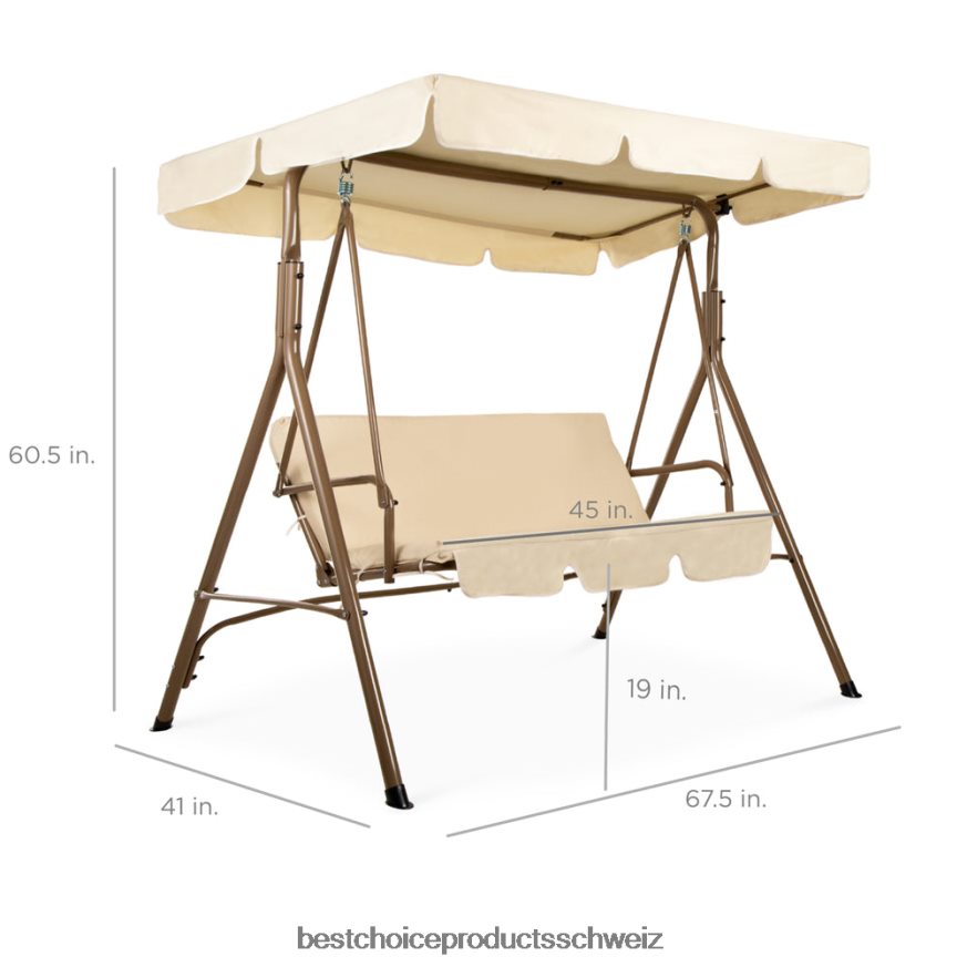 Best Choice Products 2-Personen-Außenschaukel-Gleitermöbel mit Kissen, Stahlrahmen Beige 2JD022394