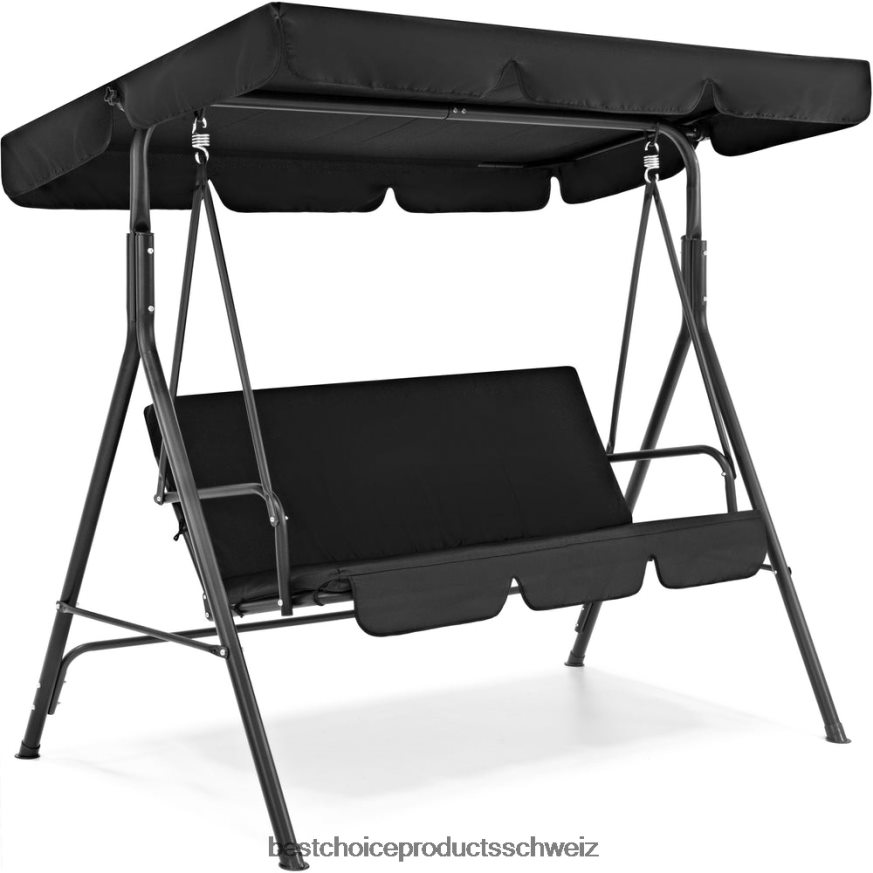 Best Choice Products 2-Personen-Außenschaukel-Gleitermöbel mit Kissen, Stahlrahmen Schwarz 2JD022399