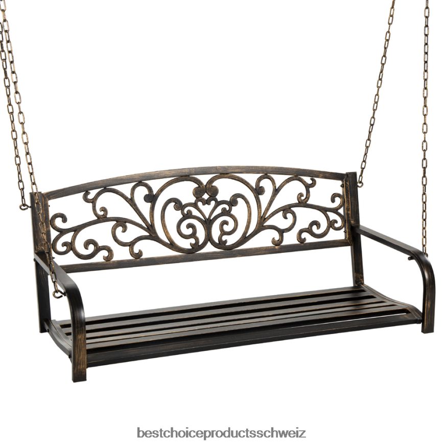 Best Choice Products 2-Personen-Außenschaukel aus Metall mit Blumenakzent, Tragkraft 485 Pfund Bronze 2JD022909