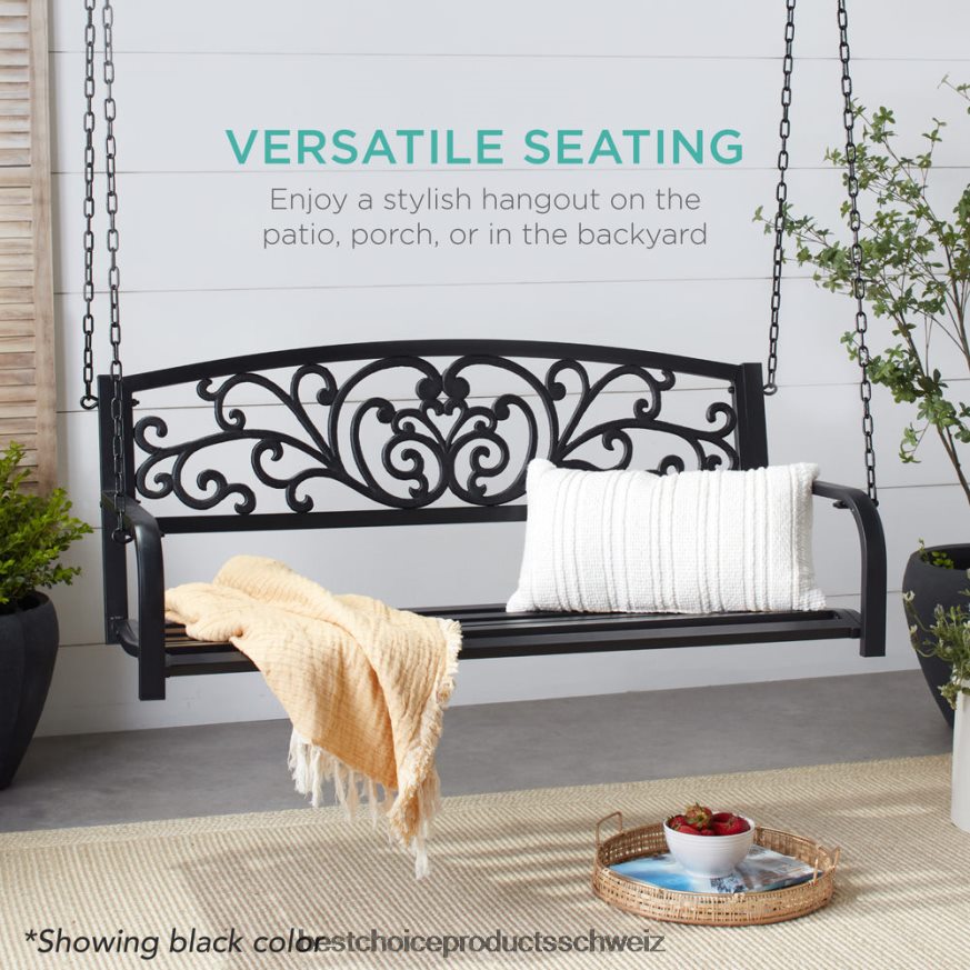 Best Choice Products 2-Personen-Außenschaukel aus Metall mit Blumenakzent, Tragkraft 485 Pfund Bronze 2JD022909