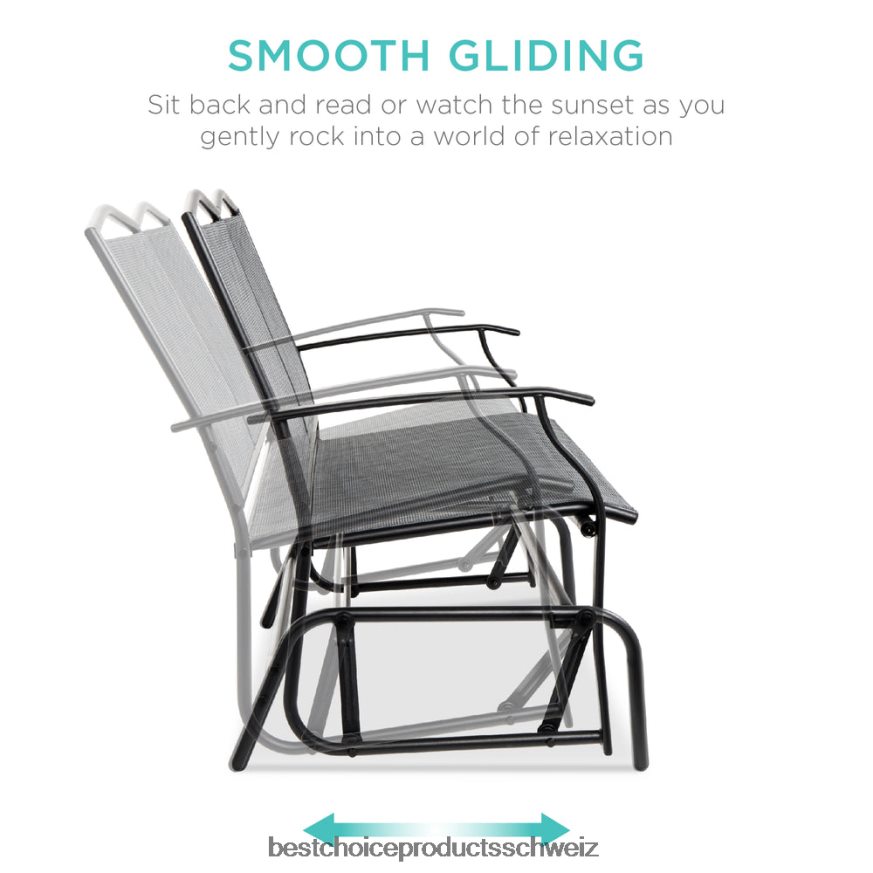 Best Choice Products 2-Personen-Terrassen-Sofa-Schaukelgleiter, Bankwippe mit Armlehnen grau 2JD0221457