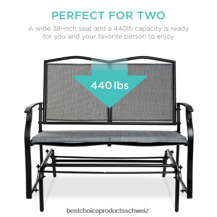 Best Choice Products 2-Personen-Terrassen-Sofa-Schaukelgleiter, Bankwippe mit Armlehnen grau 2JD0221457