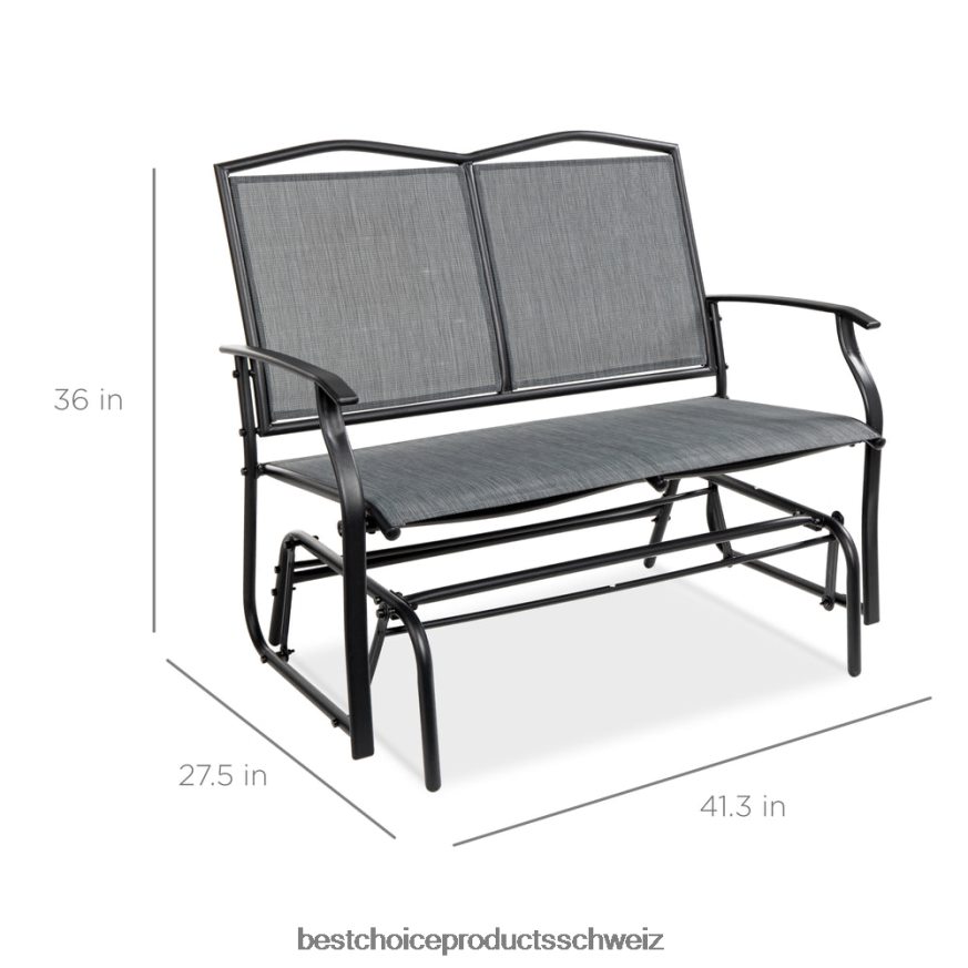 Best Choice Products 2-Personen-Terrassen-Sofa-Schaukelgleiter, Bankwippe mit Armlehnen grau 2JD0221457