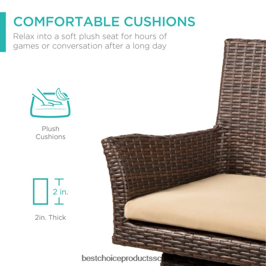 Best Choice Products Allwetter-Barhocker aus Korbgeflecht mit Gegenhöhe und Kissen braun 2JD022436