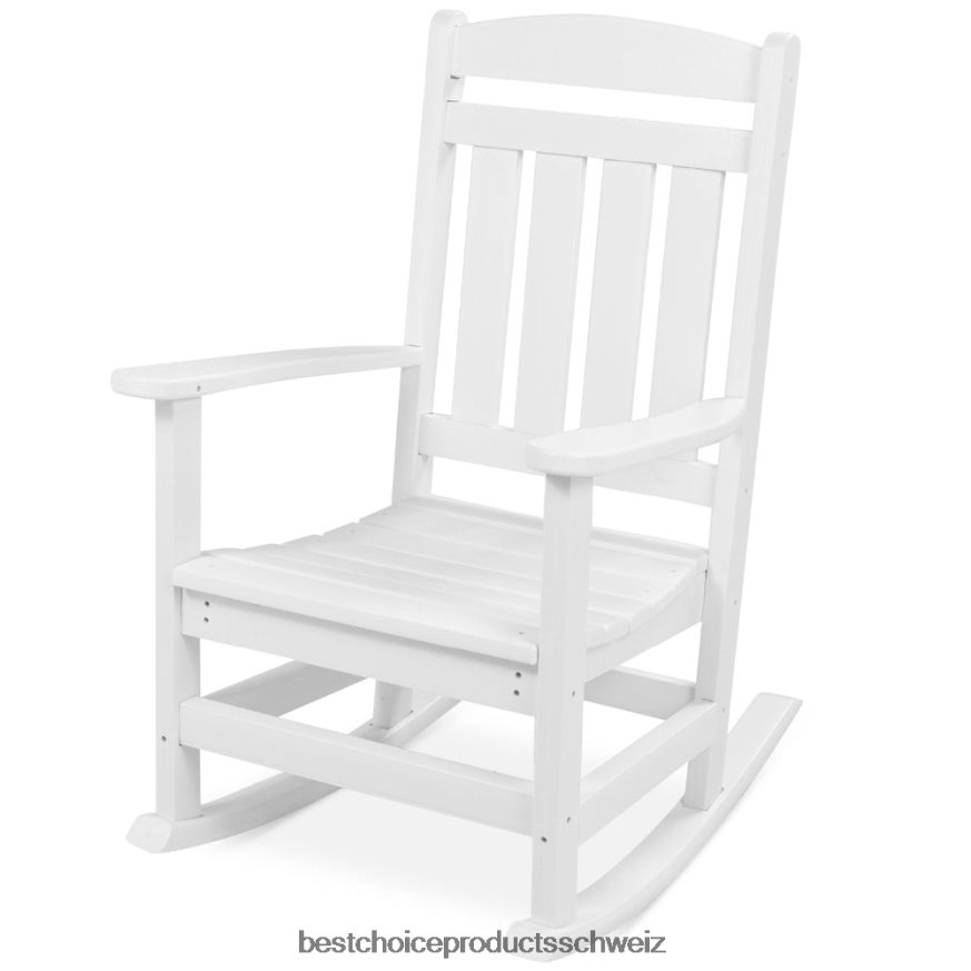 Best Choice Products Allwetter-Schaukelstuhl für den Innen- und Außenbereich mit einer Tragfähigkeit von 300 Pfund Weiß 2JD0221319