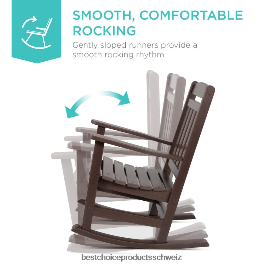 Best Choice Products Allwetter-Schaukelstuhl für den Innen- und Außenbereich mit einer Tragfähigkeit von 300 Pfund braun 2JD0221320