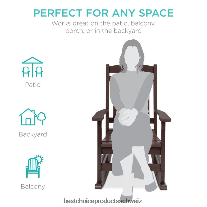 Best Choice Products Allwetter-Schaukelstuhl für den Innen- und Außenbereich mit einer Tragfähigkeit von 300 Pfund braun 2JD0221320