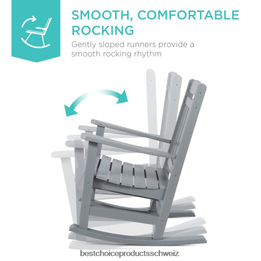 Best Choice Products Allwetter-Schaukelstuhl für den Innen- und Außenbereich mit einer Tragfähigkeit von 300 Pfund grau 2JD0221317