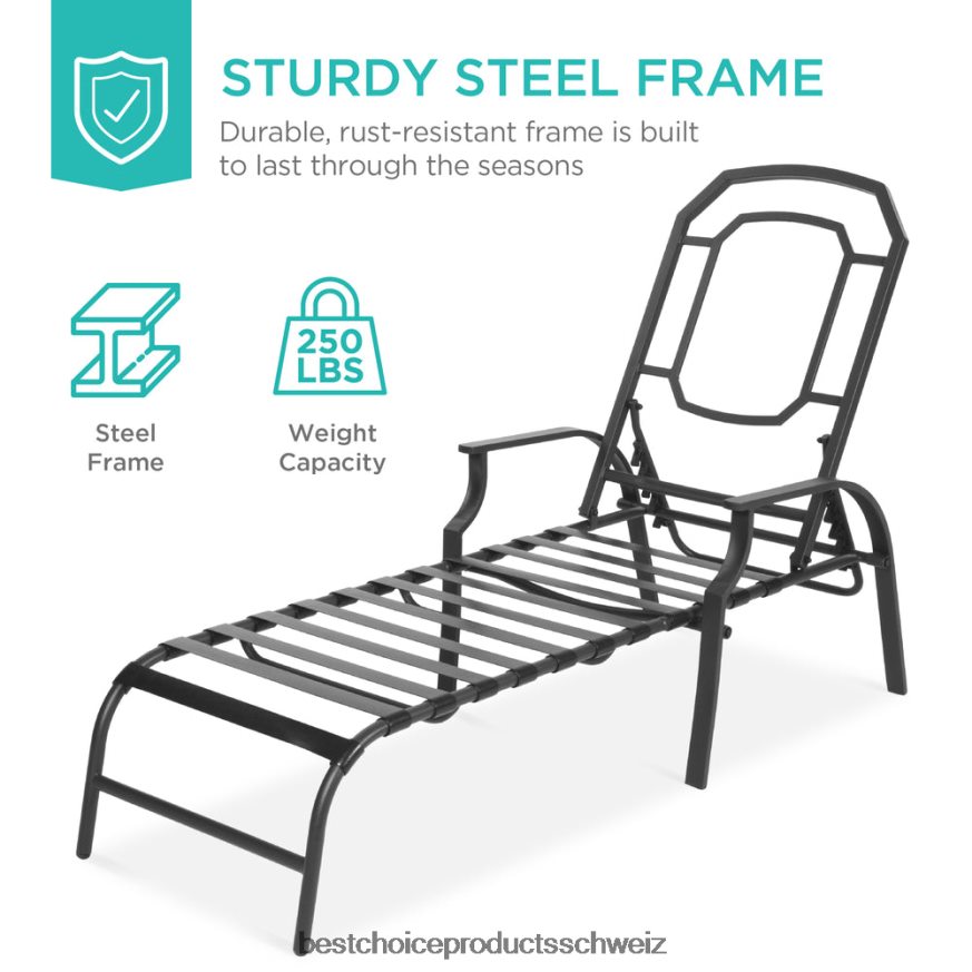 Best Choice Products Chaiselongue-Liegestuhlmöbel für den Außenbereich mit 2 Kissen Navy blau 2JD022884