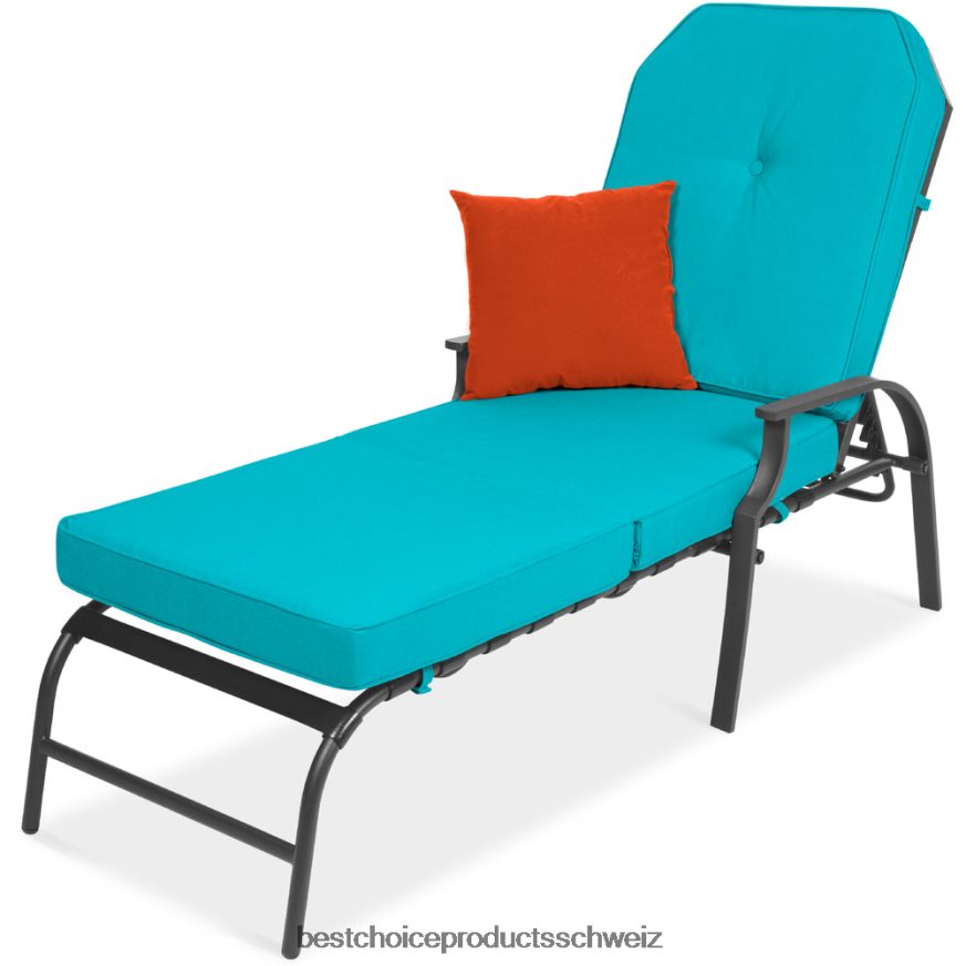 Best Choice Products Chaiselongue-Liegestuhlmöbel für den Außenbereich mit 2 Kissen blaugrün 2JD022885