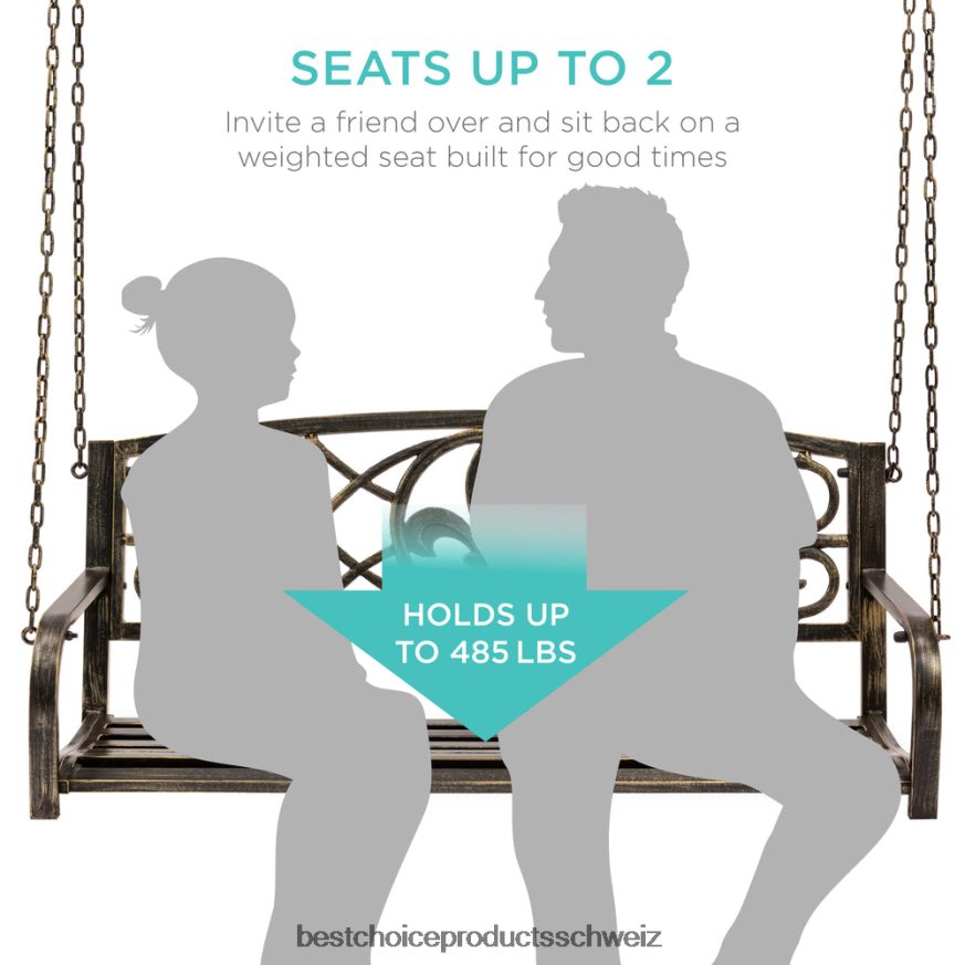 Best Choice Products Hängende Schaukelbank aus Metall für 2 Personen mit Fleur-de-lis-Akzenten Bronze 2JD0221484