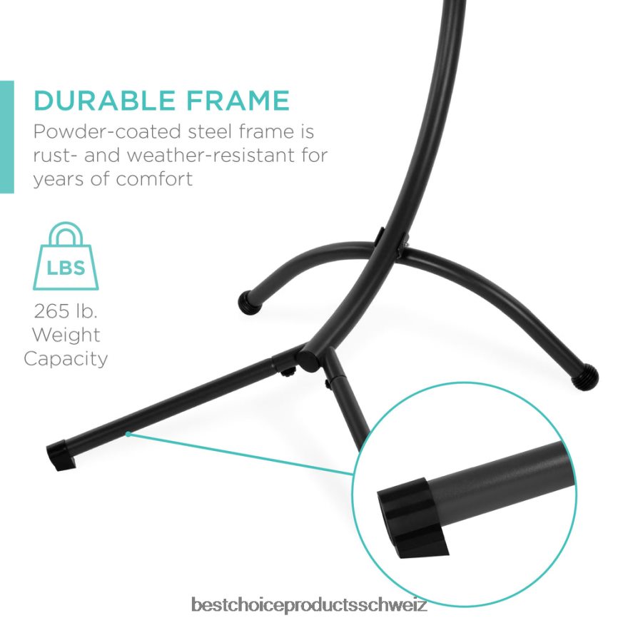 Best Choice Products Hängender, gebogener Chaiselongue-Sessel mit integriertem Kissen und abnehmbarem Baldachin Blau 2JD022818