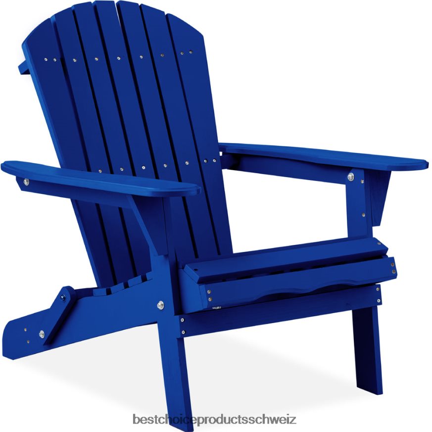 Best Choice Products Klappbarer Adirondack-Stuhl aus Holz, Akzentmöbel mit natürlicher Holzmaserung Blau 2JD022747