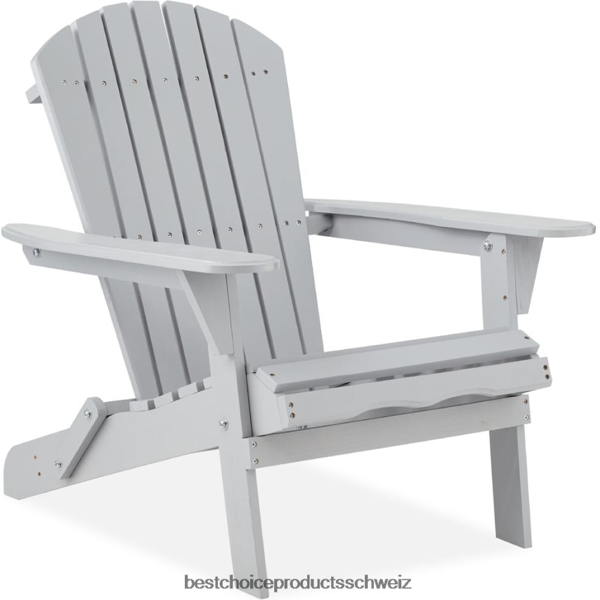 Best Choice Products Klappbarer Adirondack-Stuhl aus Holz, Akzentmöbel mit natürlicher Holzmaserung grau 2JD022744