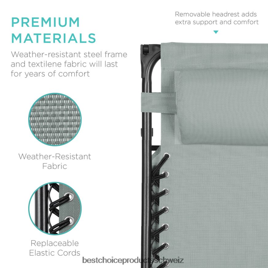 Best Choice Products Klappbarer Zero-Gravity-Liegestuhl für die Terrasse mit Überdachung und seitlicher Ablage Sternentau 2JD022792