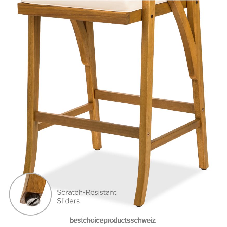 Best Choice Products Set aus 2 Barhockern und Stühlen für den Außenbereich aus Akazienholz mit wetterbeständigen Kissen braun 2JD022937