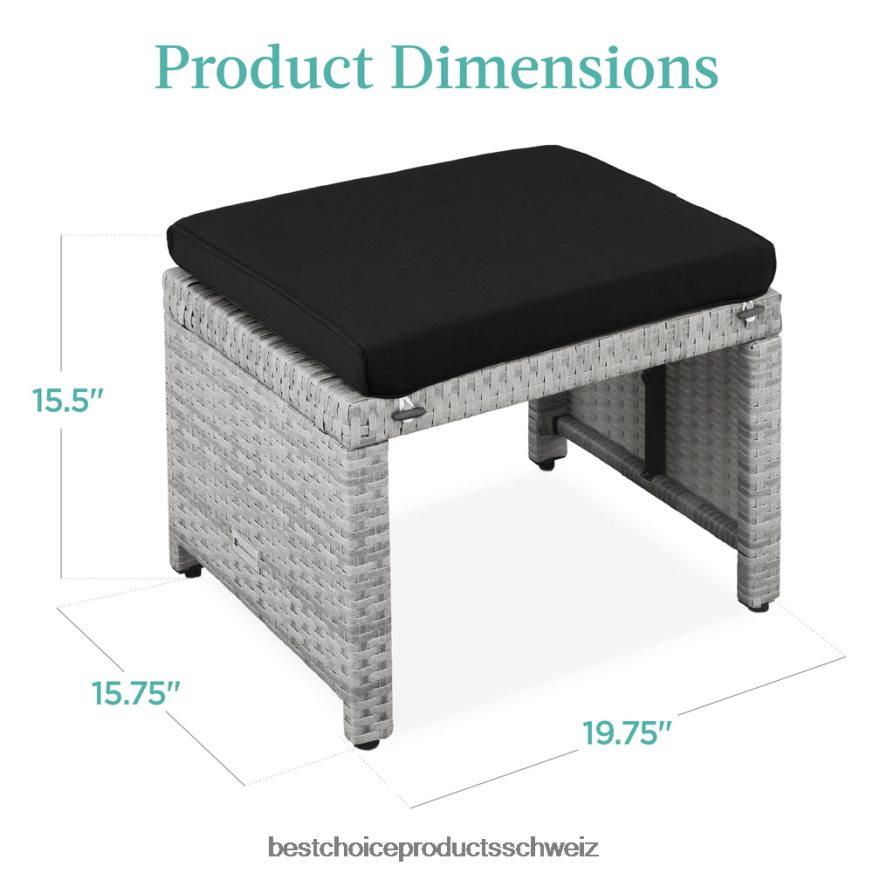 Best Choice Products Set aus 2 Mehrzweckhockern aus Korbgeflecht mit abnehmbaren Kissen, Stahlrahmen Grauschwarz 2JD022921