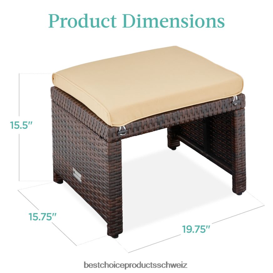Best Choice Products Set aus 2 Mehrzweckhockern aus Korbgeflecht mit abnehmbaren Kissen, Stahlrahmen braun/braun 2JD022922