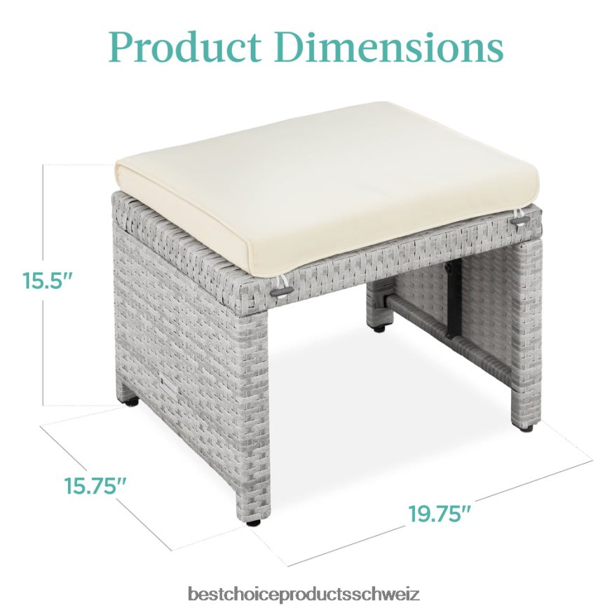 Best Choice Products Set aus 2 Mehrzweckhockern aus Korbgeflecht mit abnehmbaren Kissen, Stahlrahmen grau/creme 2JD022919